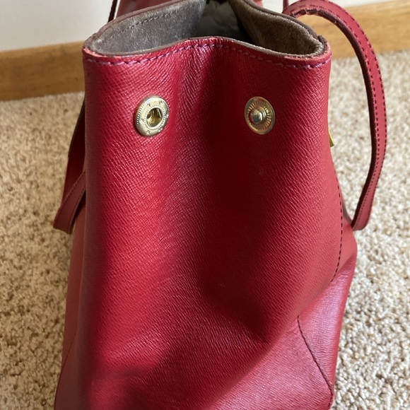 J.Crew Women’s Red Leather Tote Bag Shoulder Bag Purse w/ Dust Bag - Picture 16 of 16